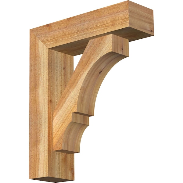 Ekena Millwork Balboa Block Rough Sawn Bracket w/ Offset Brace, Western Red Cedar, 6"W x 20"D x 24"H BKT0604X20X24BOA05RWR - main